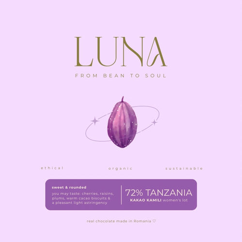 Ciocolată 70% îndulcită cu pudră de curmale - origine Tanzania Kakao Kamili ORGANIC (lotul femeilor)
